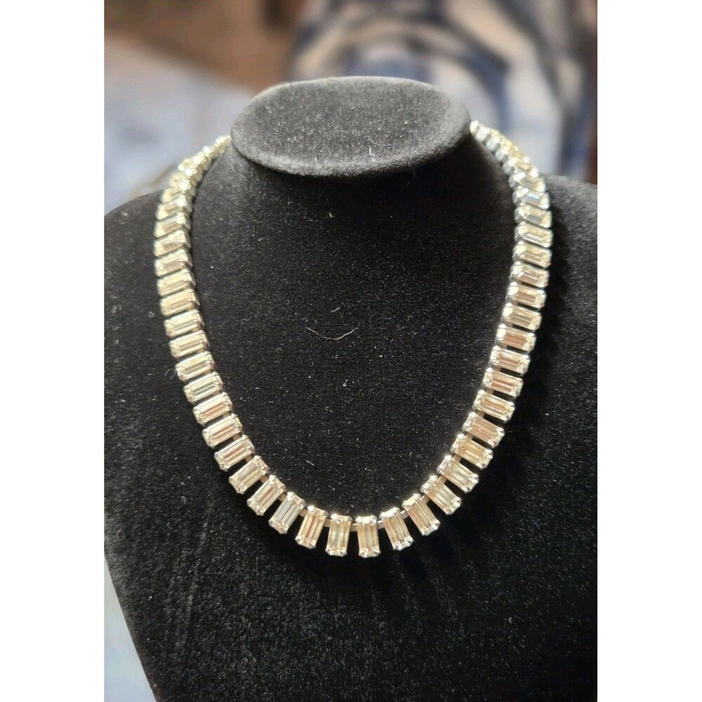 Vintage Emerald Cut Rhinestone Necklace/Choker